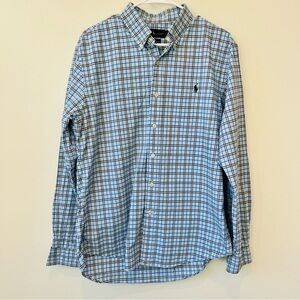 Polo Ralph Lauren Cotton Stretch Men Shirt Button Up Blue Slim Fit L